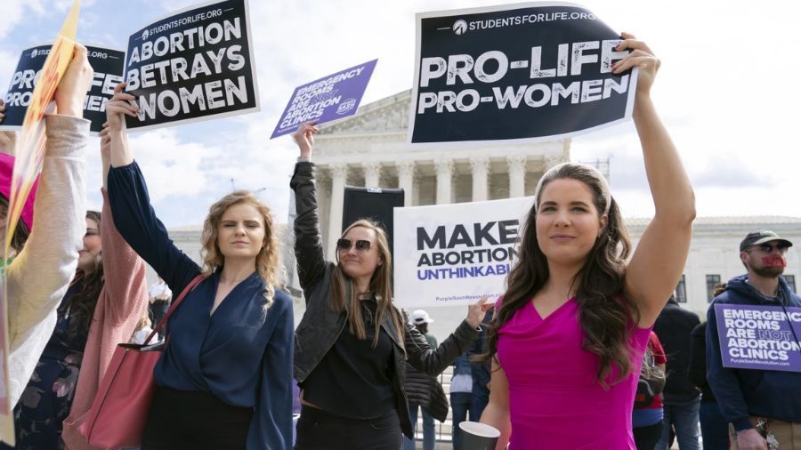 Photo: Anti-abortion activists rally outside the Supreme Court on April 24....