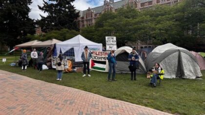 Photo: Pro-Palestinian protesters have set up an encampment at the UW campus.