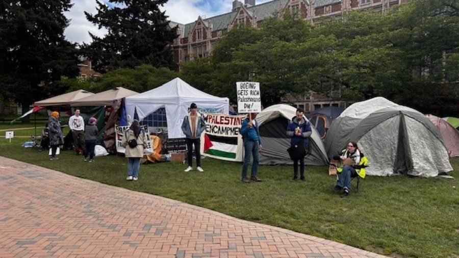 Photo: Pro-Palestinian protesters have set up an encampment at the UW campus....
