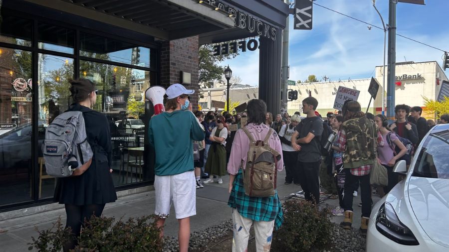 Photo: West Seattle High School students held a pro-Palestinian protest....