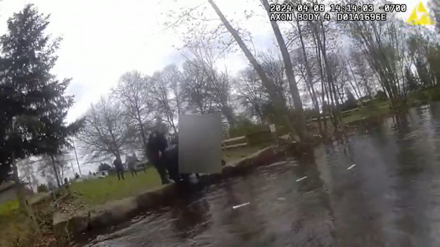 Image: New bodycam video shows Tacoma officers rescue a person who was drowning in Wapato Lake....