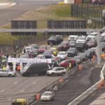 The expressway leading to Seattle-Tacoma International Airport was blocked by pro-Palestinian protesters on Monday, April 15, 2024.