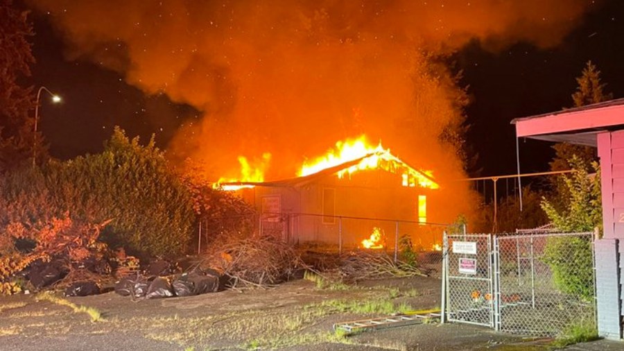 Image: The Puget Sound Regional Fire Authority was on the scene to put a fire in Kent early on Frid...