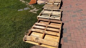 Photo: Passers-by noticed piles of wooden pallets at a pro-Palestinian encampment on the UW campus. 