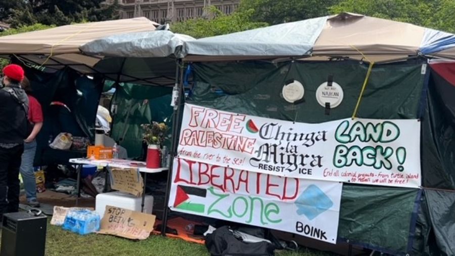 pro-Israel march liberated zone encampment...