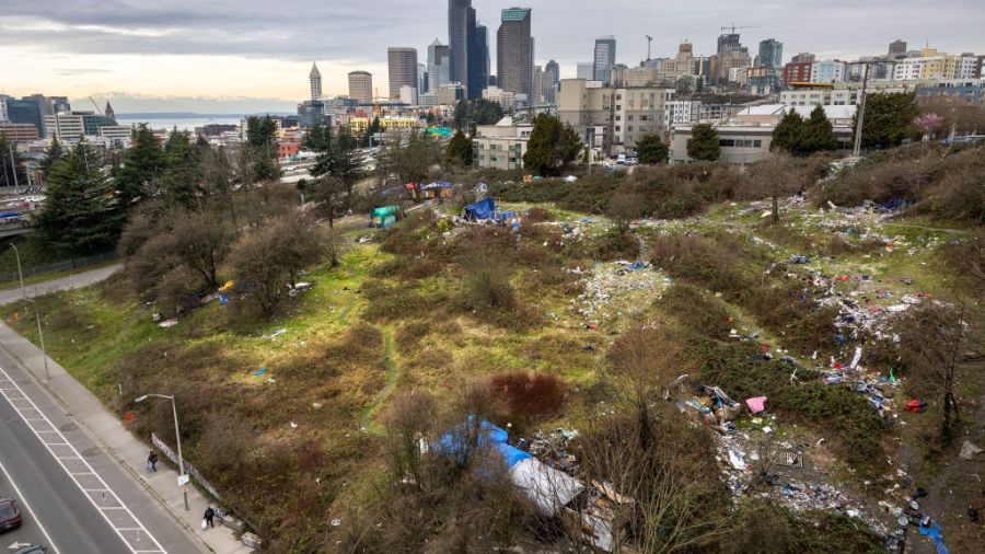 Image: The pro-Palestinian encampment on the UW campus in Seattle, seen here on May 2, 2024 is cont...