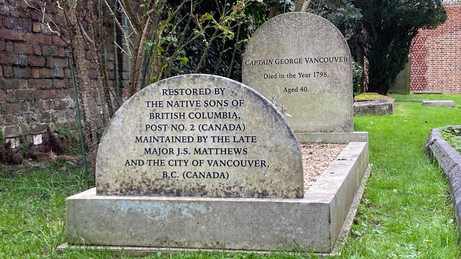 Image: Captain George Vancouver is buried in a churchyard in Petersham Village, west of London....