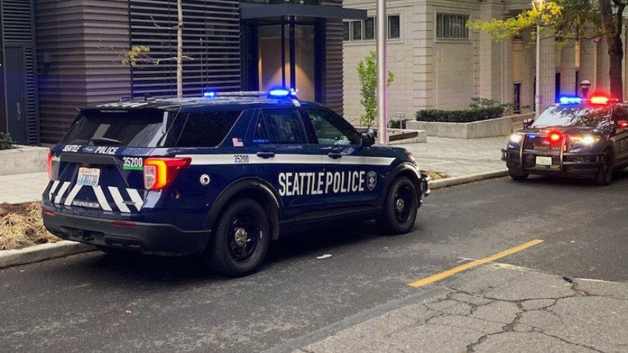 Image: Two Seattle Police Department vehicles are seen in Seattle....