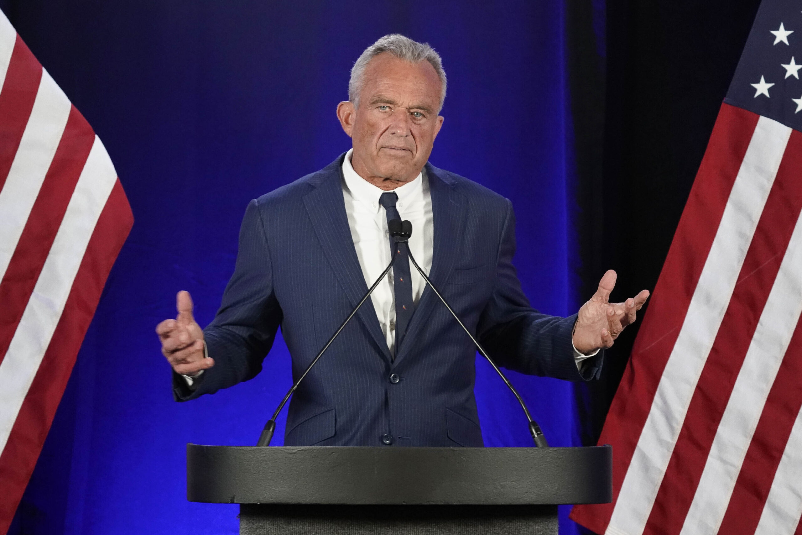 Independent presidential candidate Robert F. Kennedy Jr. announces he is suspending his presidentia...