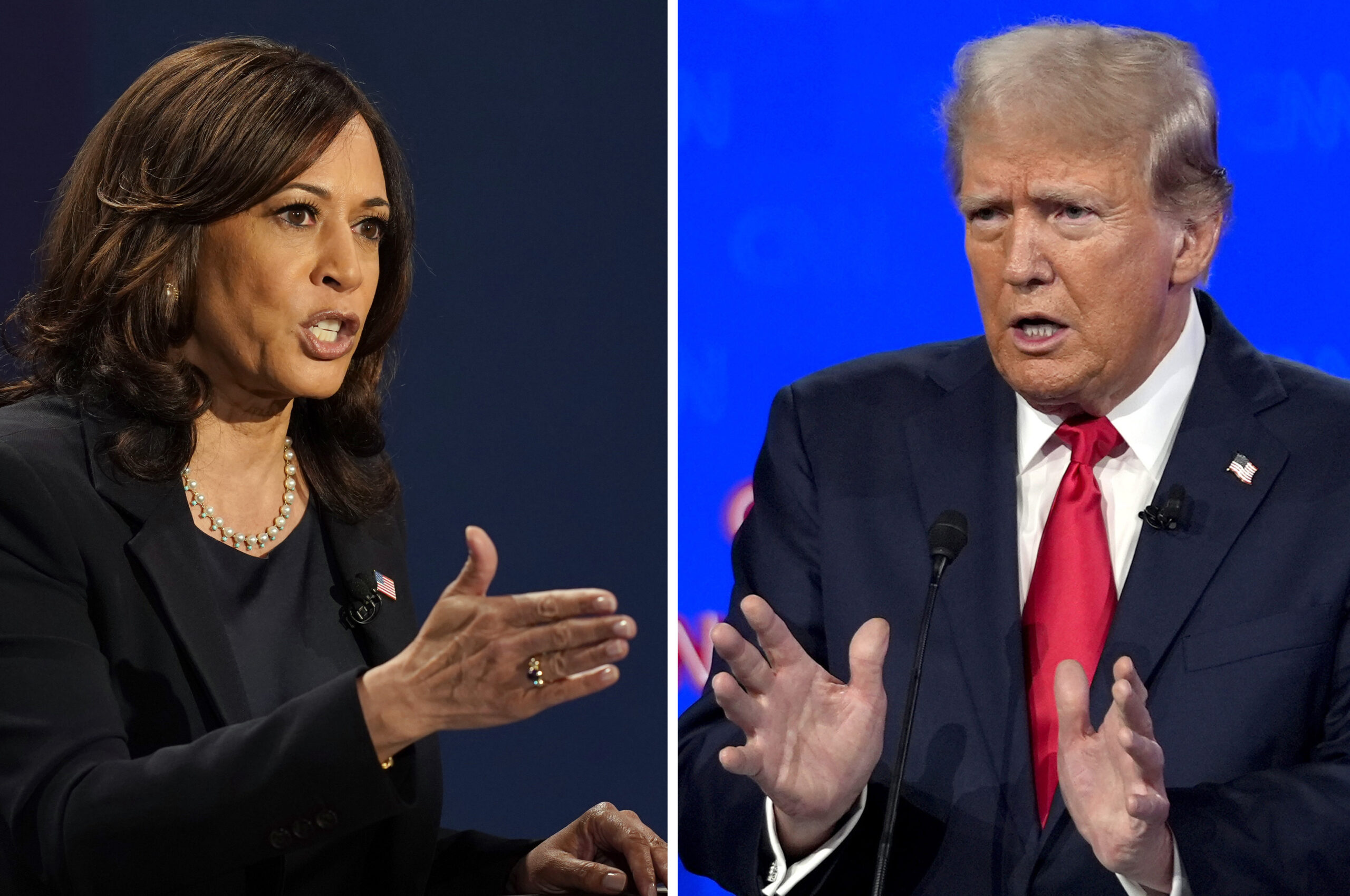 Democratic vice presidential candidate Sen. Kamala Harris, D-Calif., speaks during a debate, Oct. 7...