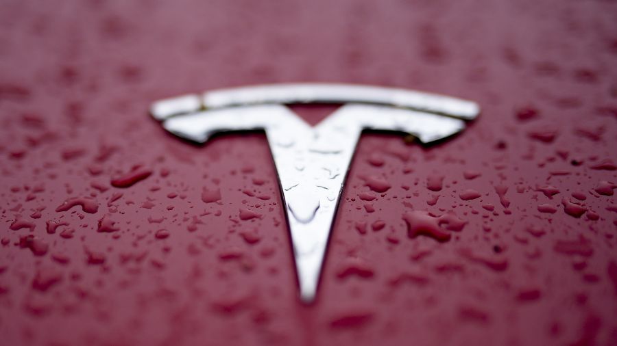 A Tesla logo is shown on Feb. 27, 2024, in Charlotte, N.C. Authorities in Washington announced Tues...