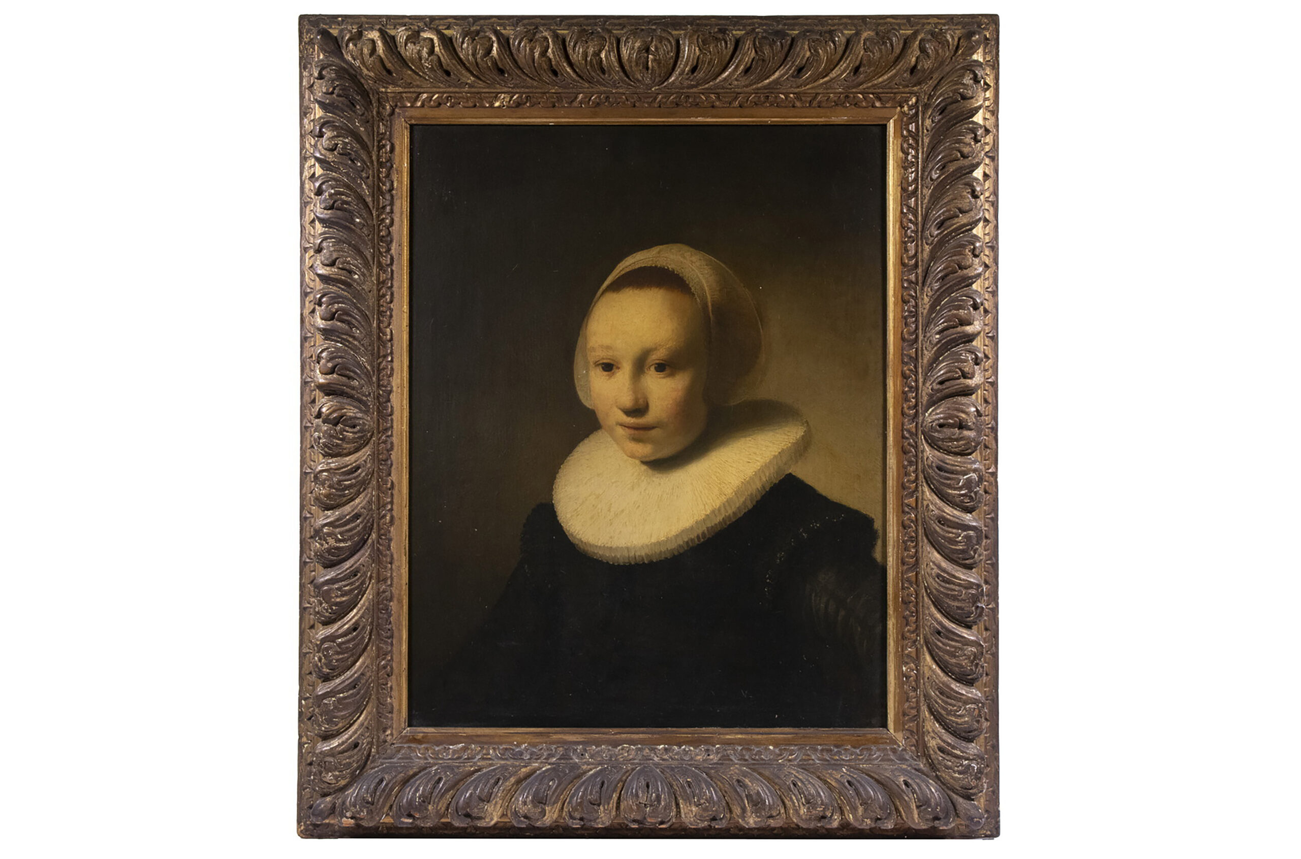 This undated photo provided by Thomaston Place Auction Galleries shows a 17th century painting, "Po...