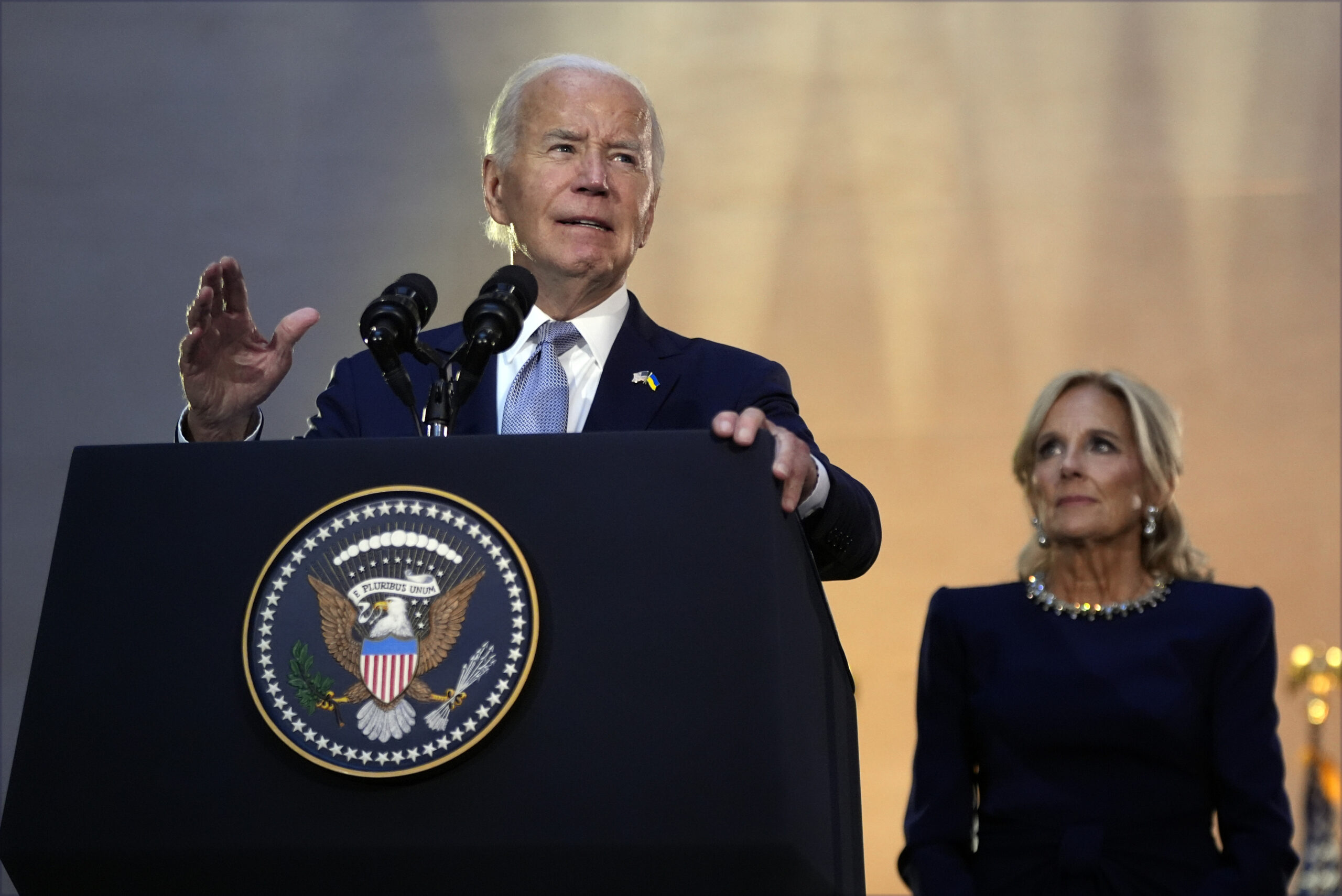 President Joe Biden speaks at a reception at the Metropolitan Museum of Art, Wednesday, Sept. 25, 2...