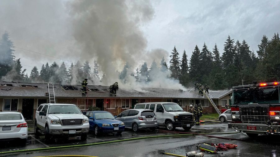 Two people were hurt and eleven others displaced after a smoky, two-alarm apartment fire in Edmonds...