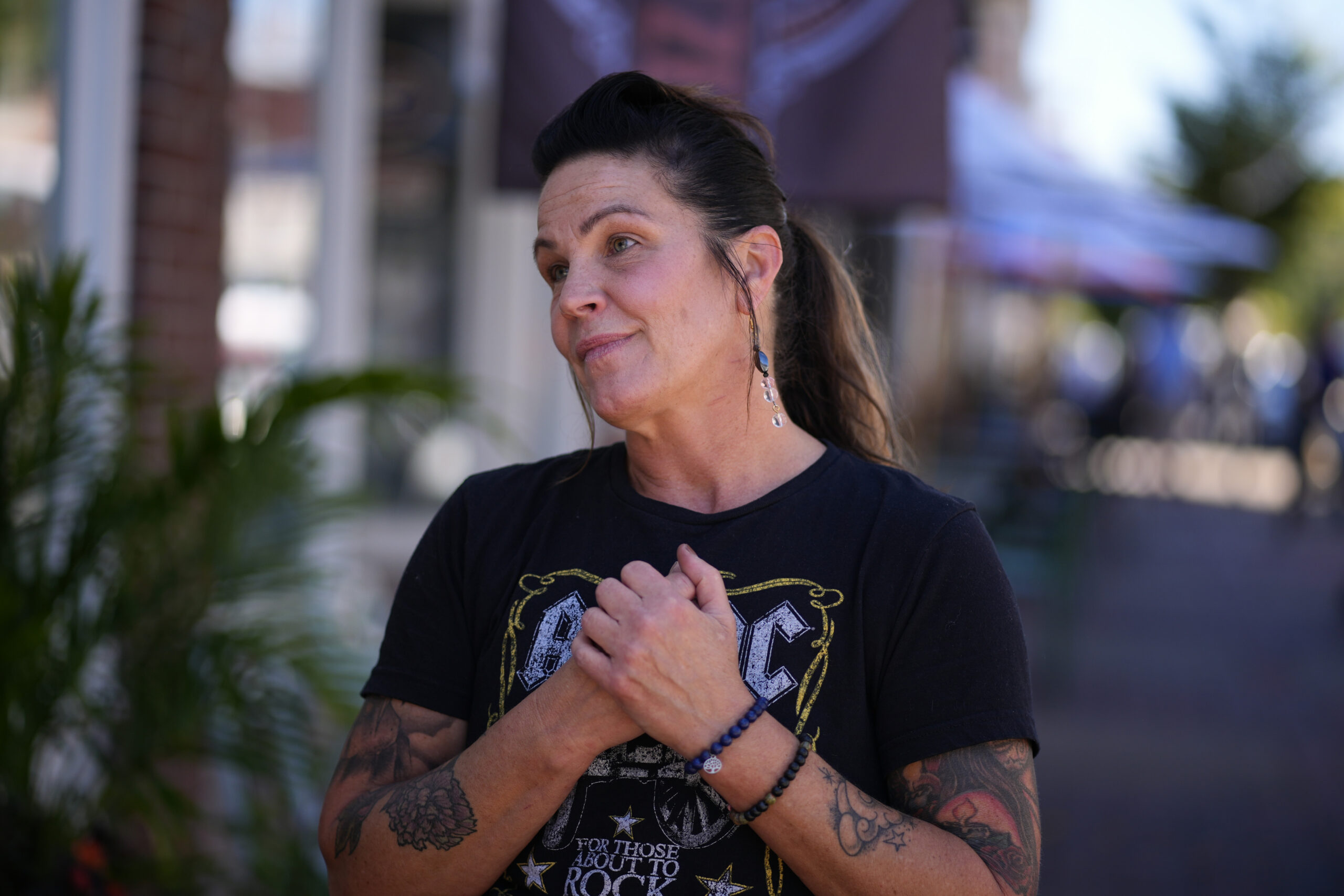 Christine Desumma, of Bristol, Pa., pauses while speaking during an interview, Wednesday, Sept. 11,...