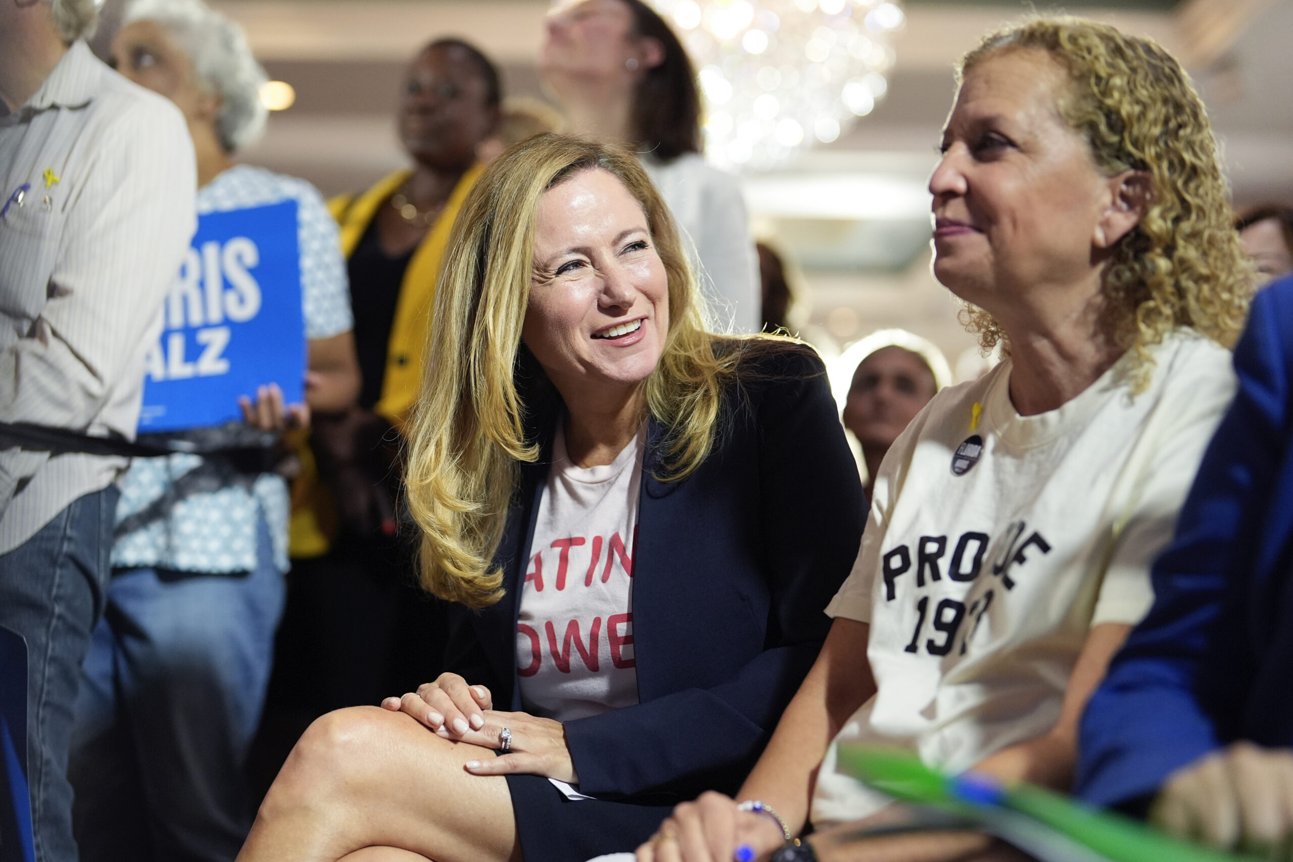 FILE - Former Rep. Debbie Mucarsel-Powell of Florida, center, now a Democratic candidate for the U....