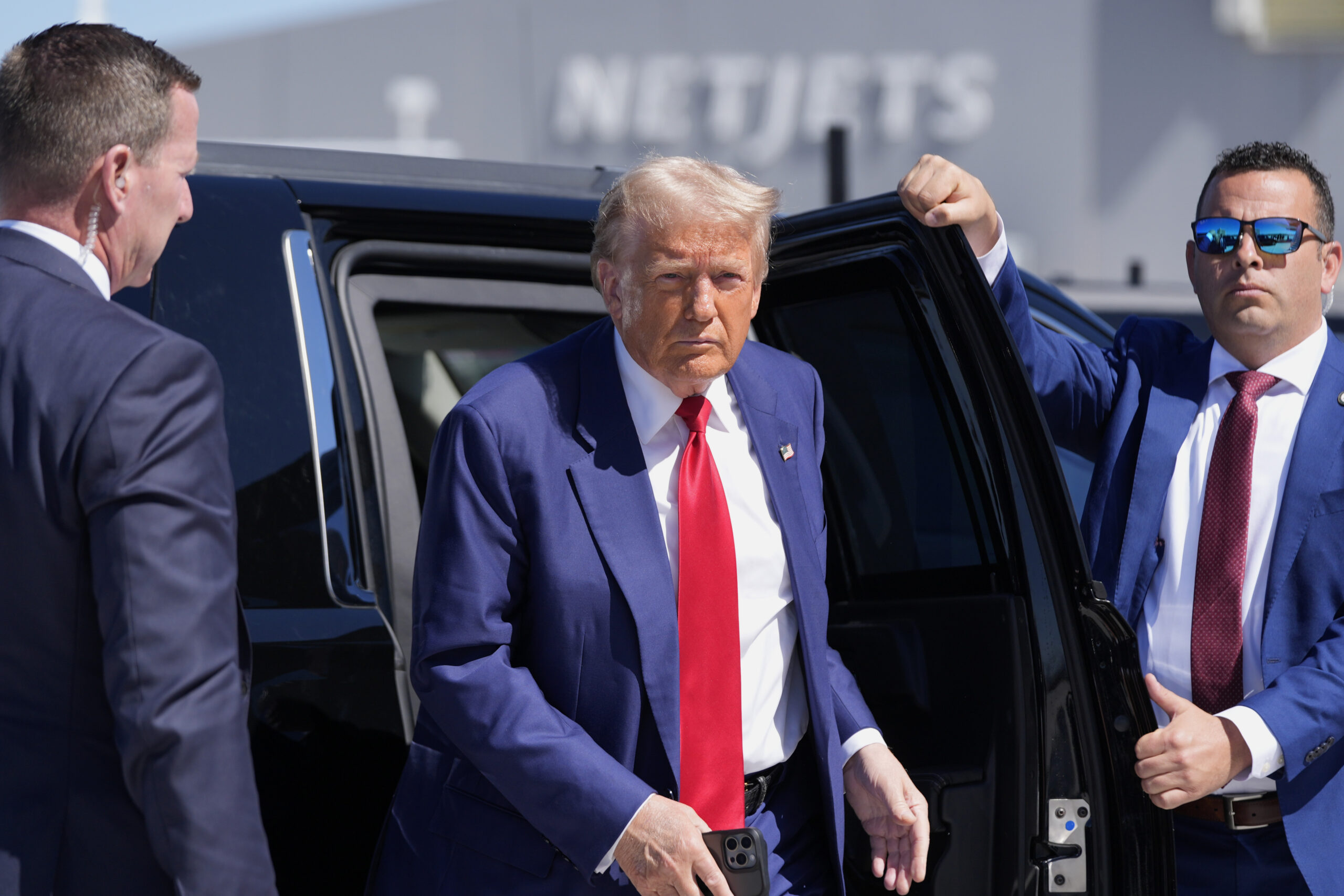 Republican presidential nominee former President Donald Trump arrives at Harry Reid International A...