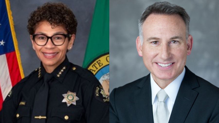 Photo: On the left is King County Sheriff Patty Cole-Tindall and on the right is King County Execut...