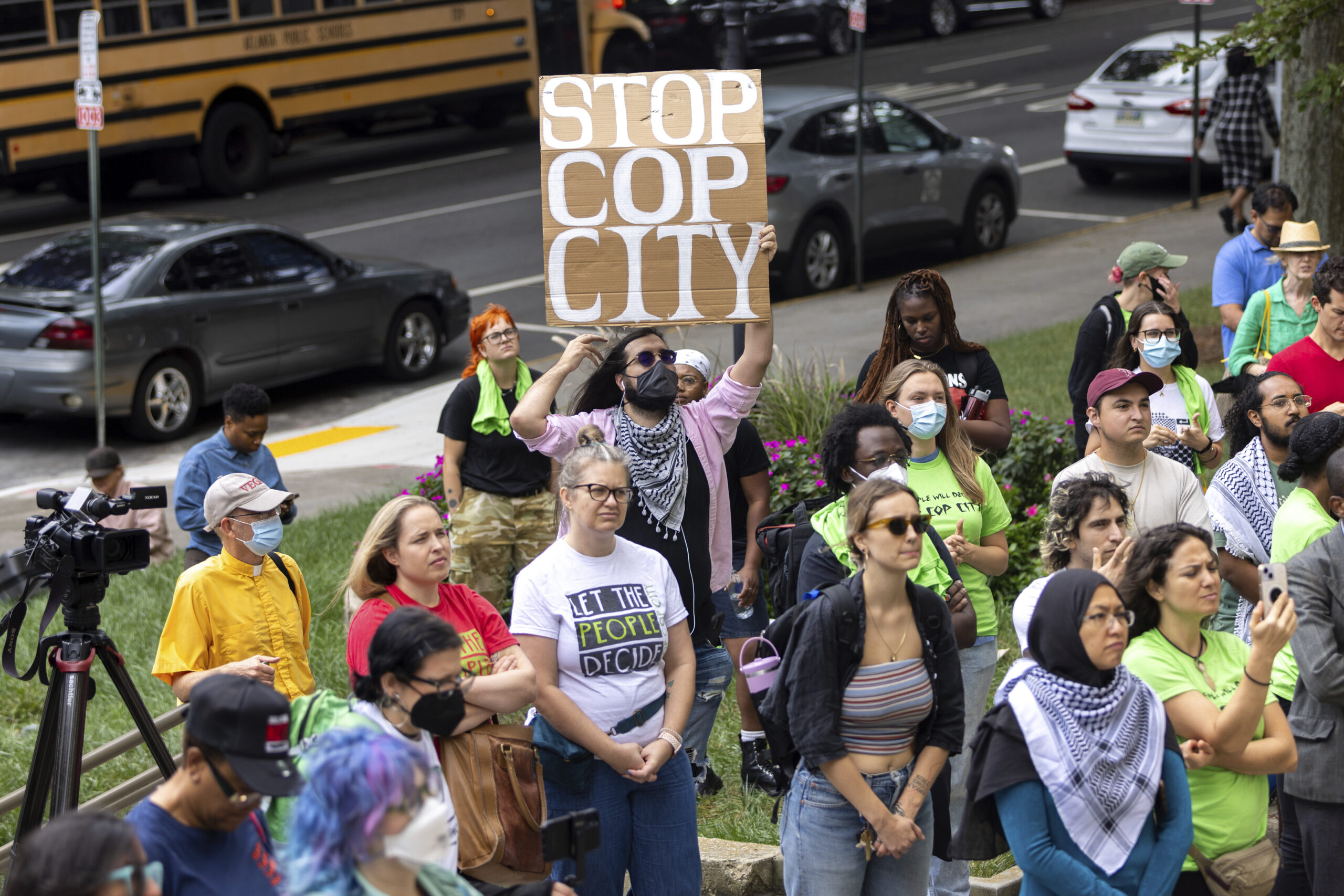 Opponents of an under-construction law enforcement training center that critics call "Cop City," pr...