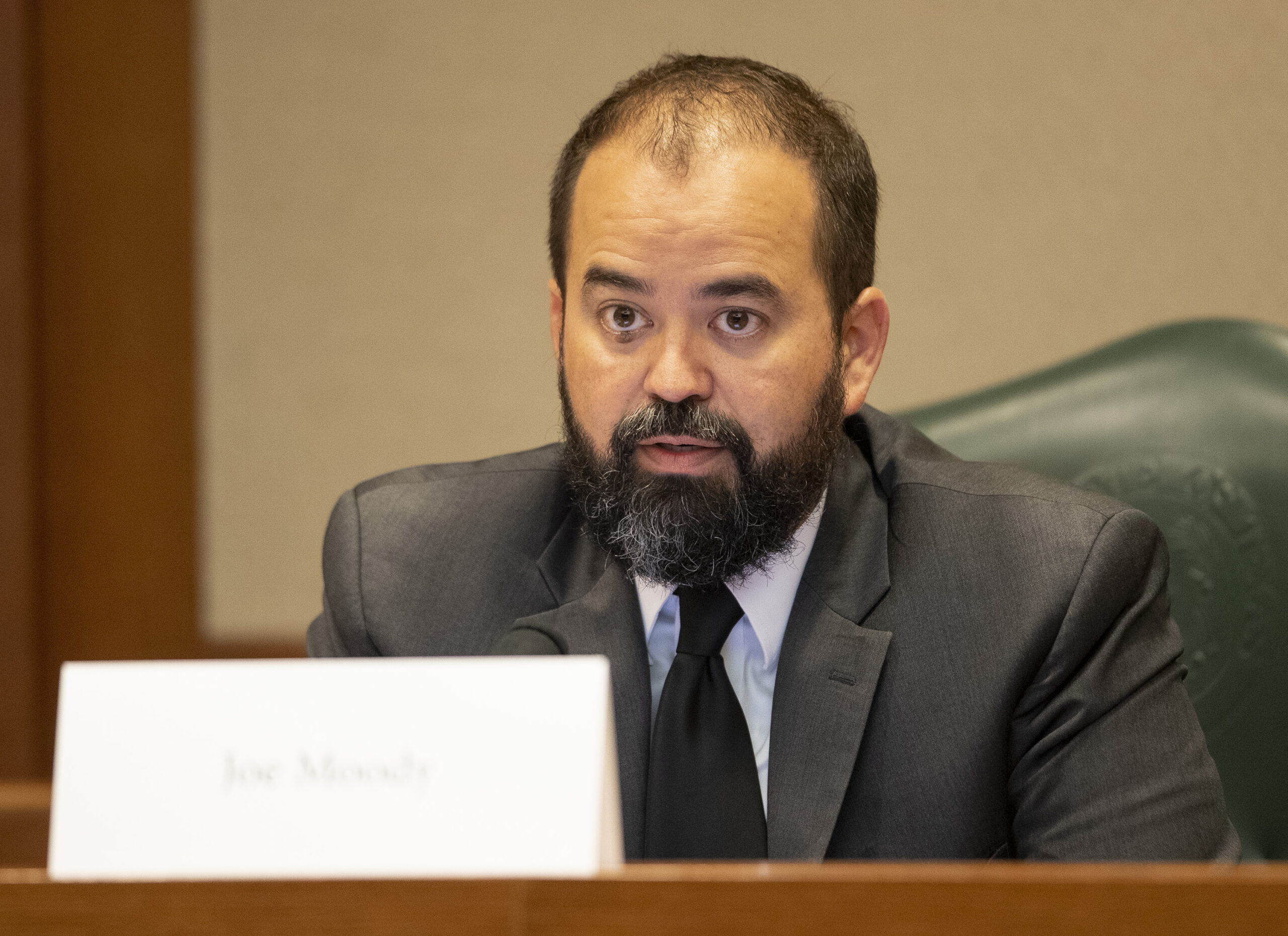 FILE - Texas Rep. Joe Moody, D-El Paso, speaks at a meeting of the House Investigative Committee, J...