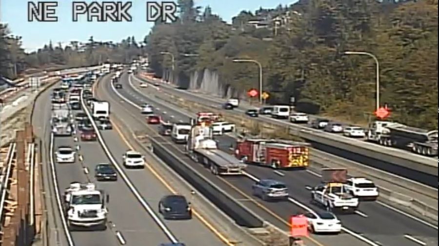 I-405 lanes blocked...