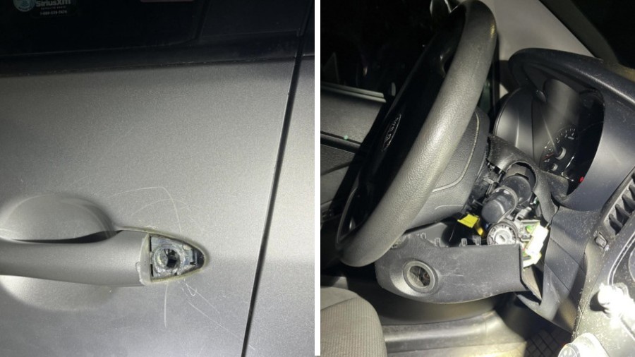 Image: The Seattle Police Department (SPD) shared photos from the crime scene of an attempted car j...