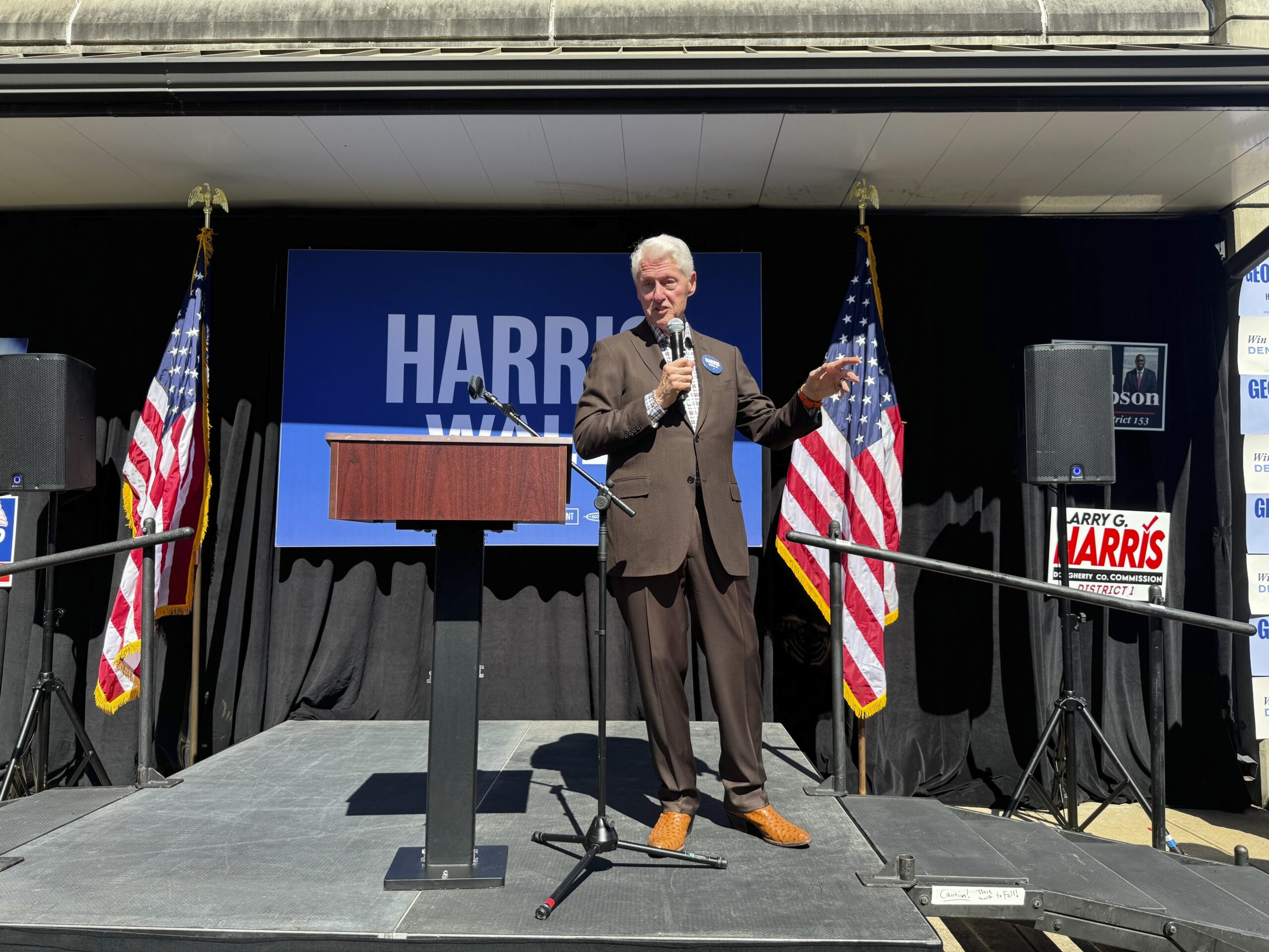 Former President Bill Clinton speaks at a canvassing launch for Vice President Kamala Harris' campa...