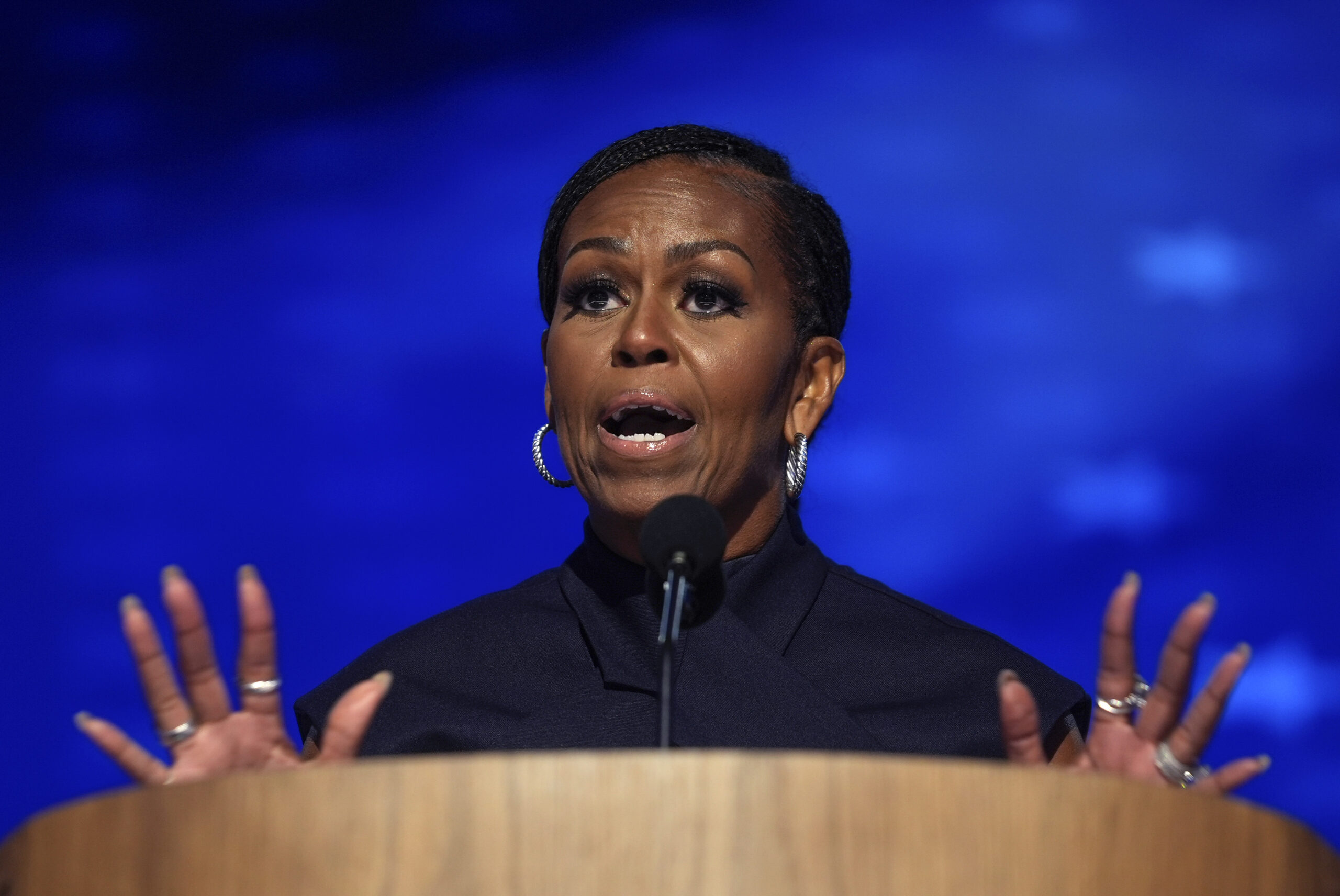 FILE - Former first lady Michelle Obama speaks during the Democratic National Convention Aug. 20, 2...