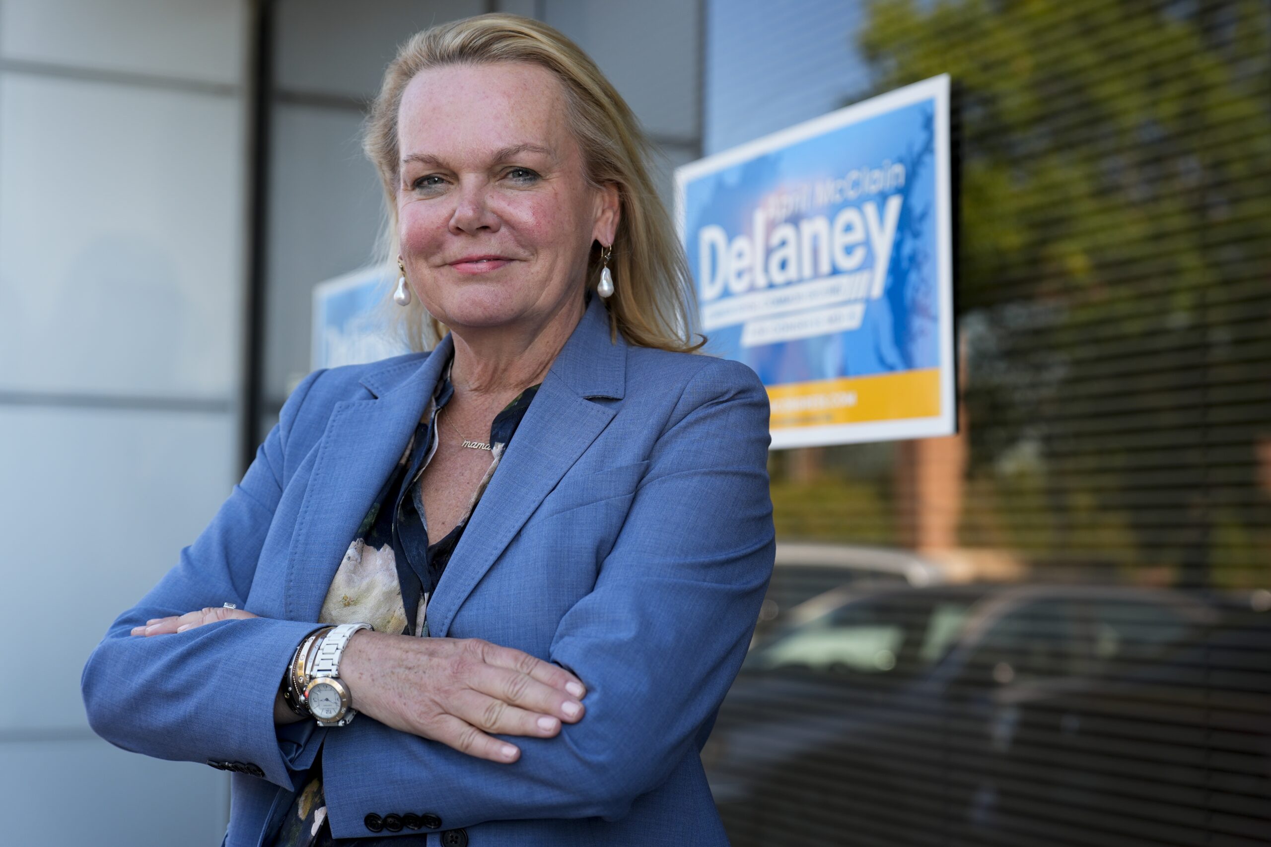 April McClain-Delaney, Democratic candidate for Maryland's Sixth Congressional District, poses for ...