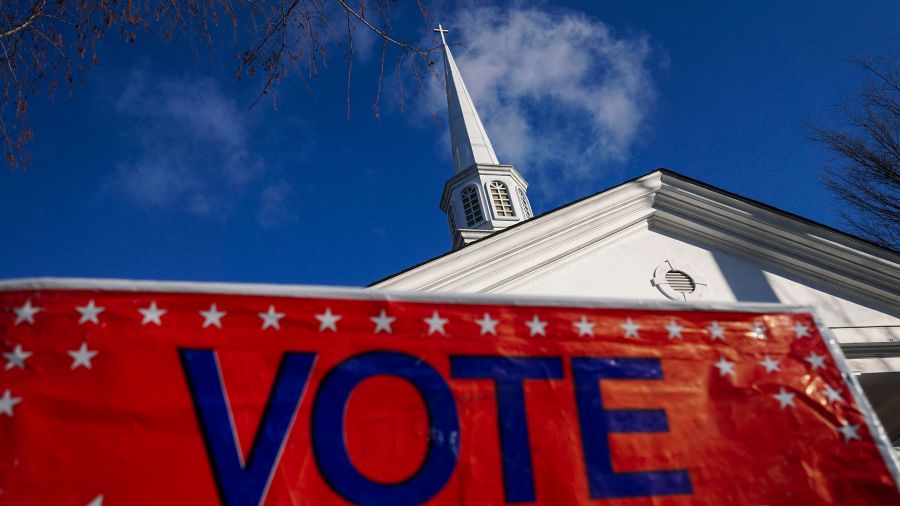 Photo: A view of a polling station at the Zion Baptist Church in Marietta, Georgia....