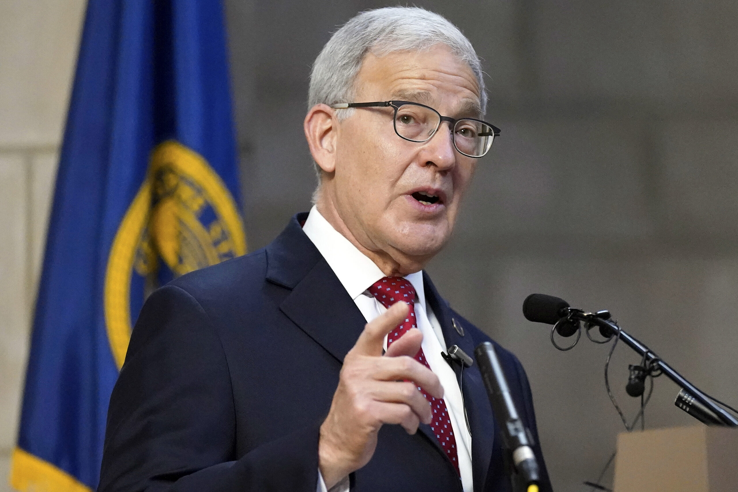 FILE - Nebraska Secretary of State Bob Evnen holds a news conference in Lincoln, Neb., Nov. 4, 2020...