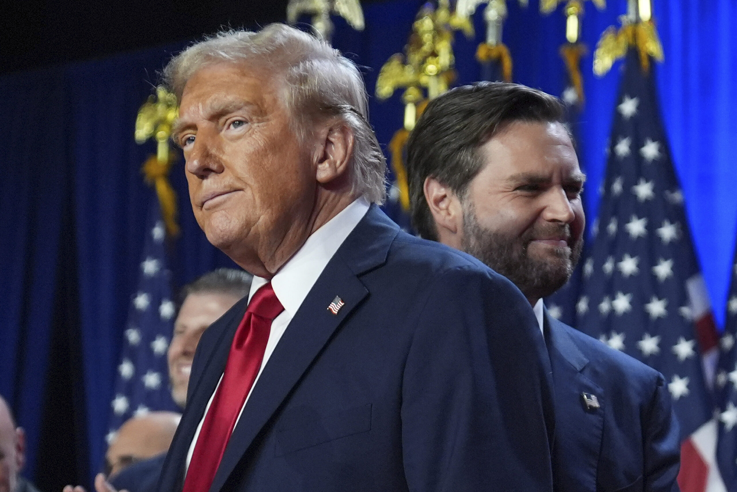 Republican presidential nominee former President Donald Trump and his running mate Sen. JD Vance, R...