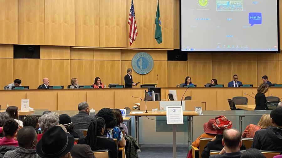 Photo: Seattle City Council members being sworn in on January 2, 2024....