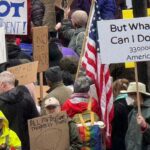 Around a thousand federal workers protest outside the federal building in downtown Seattle in a "Rally to Save Our Civil Services" on Feb. 17, 2025. (Photo: Jason Rantz, KTTH)