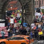 Around a thousand federal workers protest outside the federal building in downtown Seattle in a "Rally to Save Our Civil Services" on Feb. 17, 2025. (Photo: Jason Rantz, KTTH)