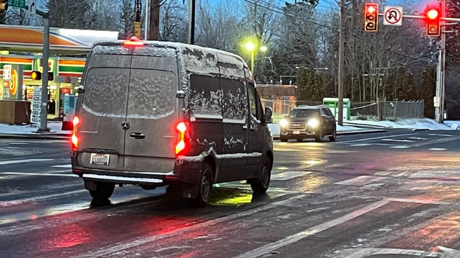 Icy driving conditions in Auburn....