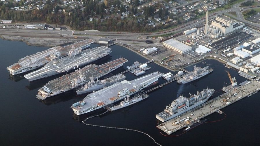 Photo: The Puget Sound Naval Shipyard in Bremerton....