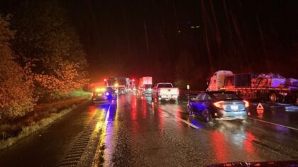 Multiple westbound I-90 lanes blocked after collision involving multiple semi-trucks