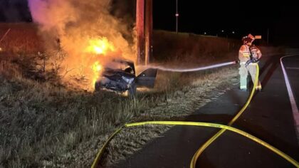 Thurston County pot shop smash-and-grab ends with car fire, one suspect on the loose