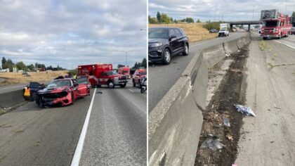19-year-old allegedly tries to elude troopers, crashes into barrier on I-5