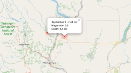2.5-magnitude earthquake strikes near Lake Chelan Tuesday evening