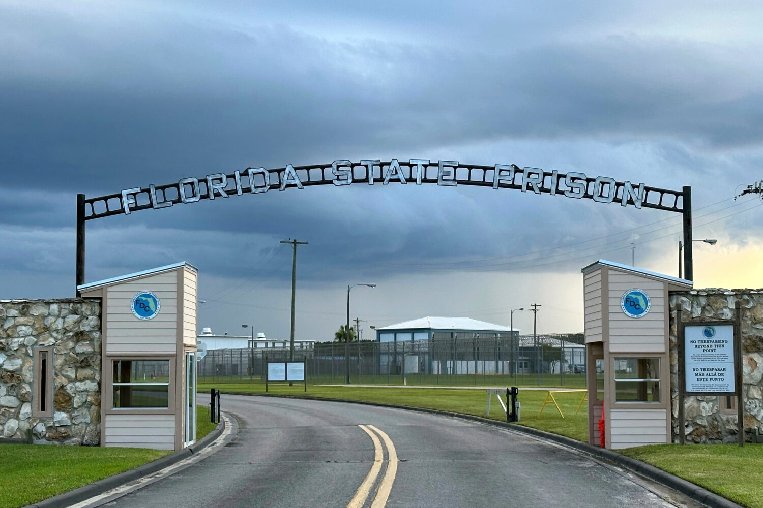 FILE -The entrance to Florida State Prison in Starke, Fla. is shown Thursday, Aug. 3, 2023. (AP Pho...