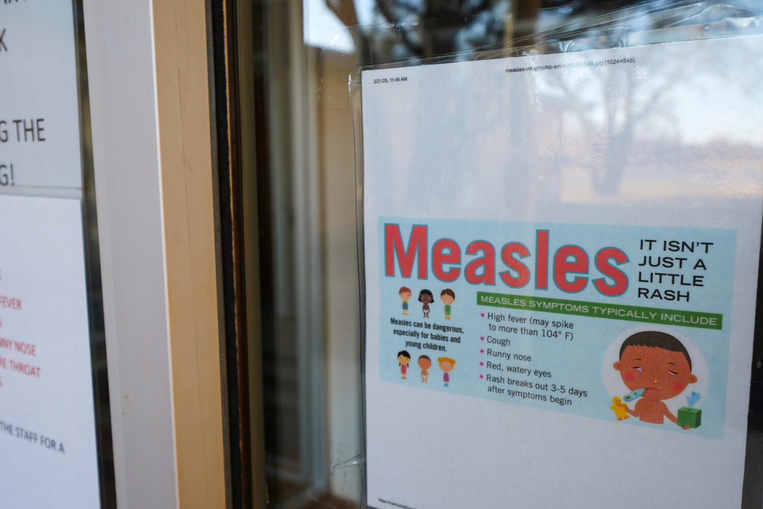 FILE - A sign is seen outside a clinic with the South Plains Public Health District, Feb. 23, 2025,...