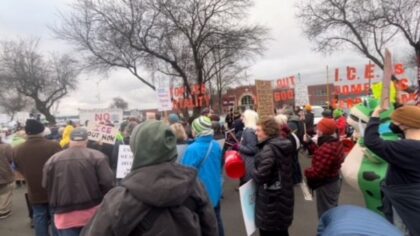 Hundreds protest ICE raids at Boeing Field