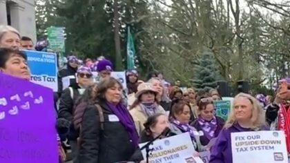 'Millionaire tax' supporters rally at state capitol as GOP pushes back