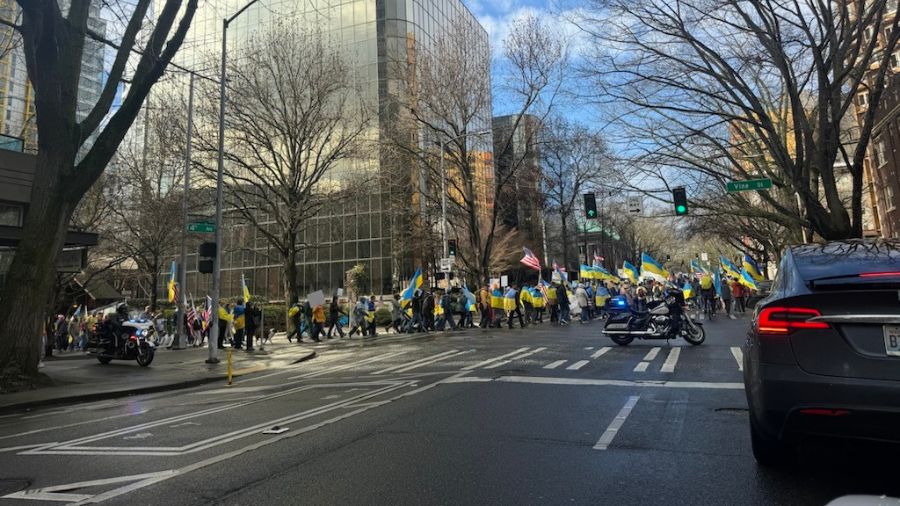 rally ukraine russia downtown seattle...