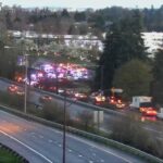 A large police response spotted on SR 599 offramp in Tukwila. (Photo courtesy of KIRO 7)