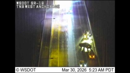 Black ice causes multiple crashes, 5-mile backup on eastbound Tacoma Narrows Bridge