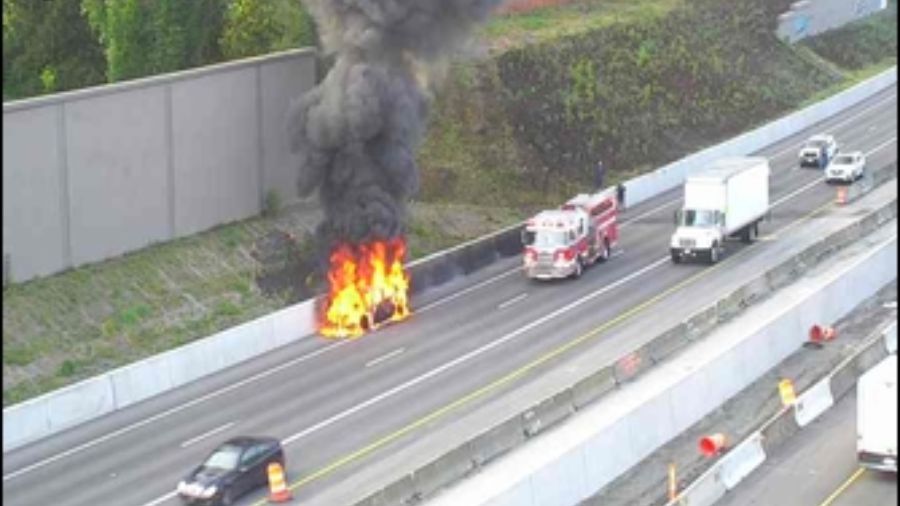 I-405 car fire...