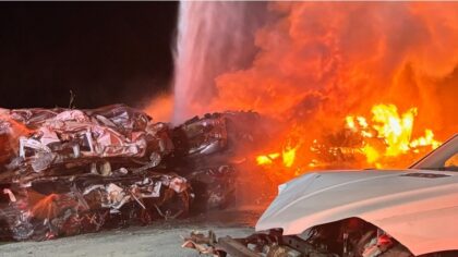 Massive fire causes explosions, heavy flames at Graham wrecking yard